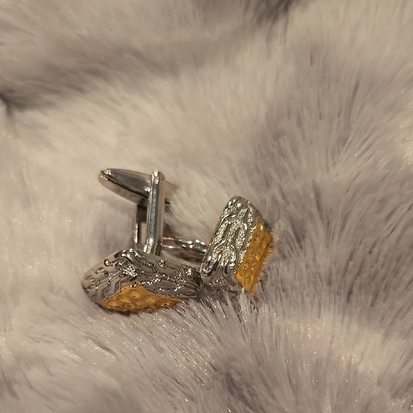 Gold & Silver Color Stainless Steel Cuff Links Brand New In Box - Picture 3 of 5